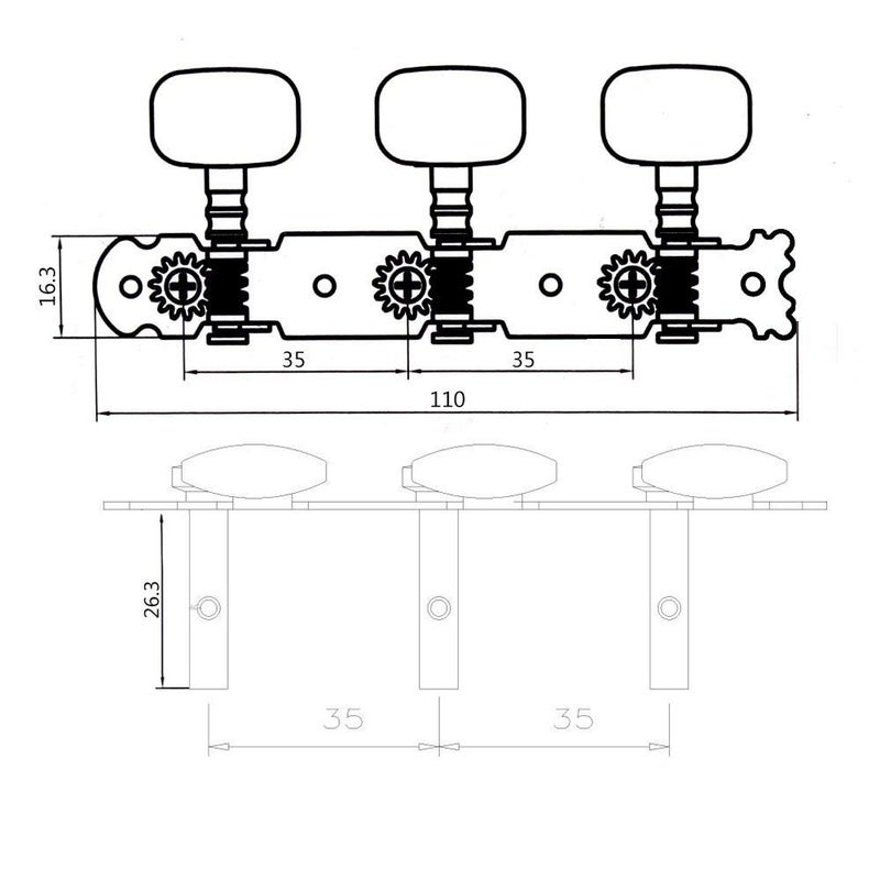 LDEXIN 2Pcs Classical Guitar Tuners 3R3L Machine Head Tuning Pegs Keys for Acoustic Guitar - Image 1